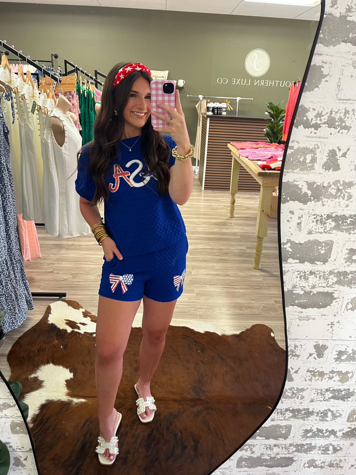 Royal blue USA sequin patch set