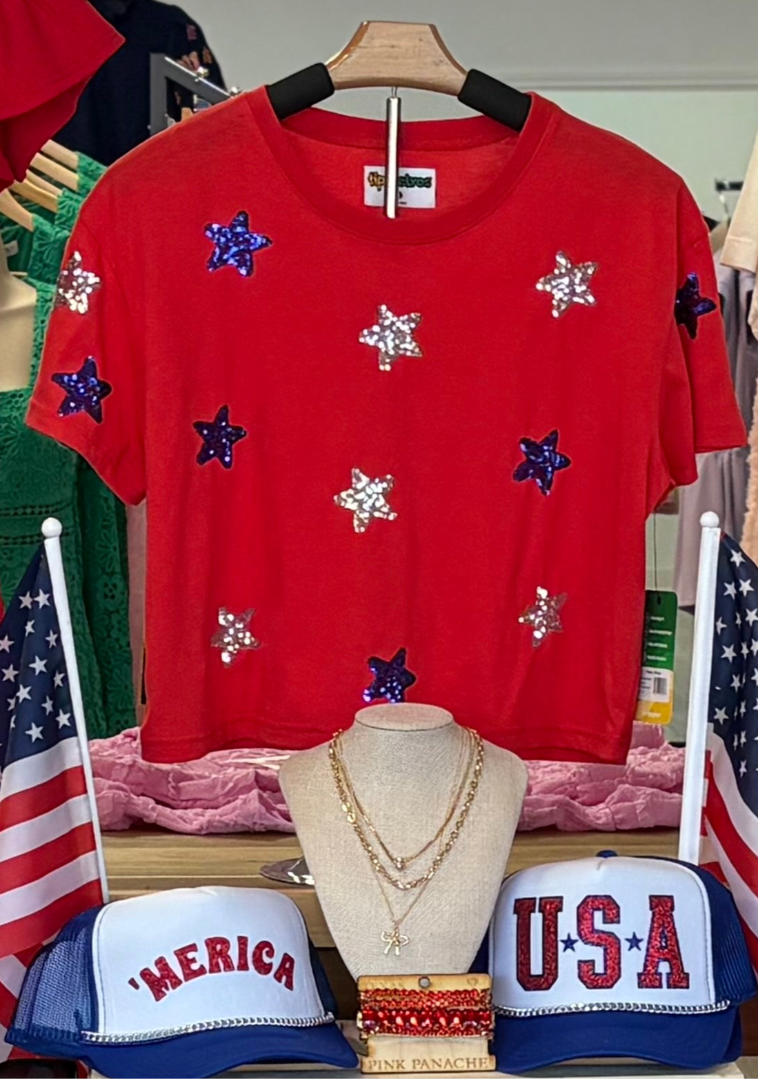 Stars of Summer Sequin Cropped T-Shirt