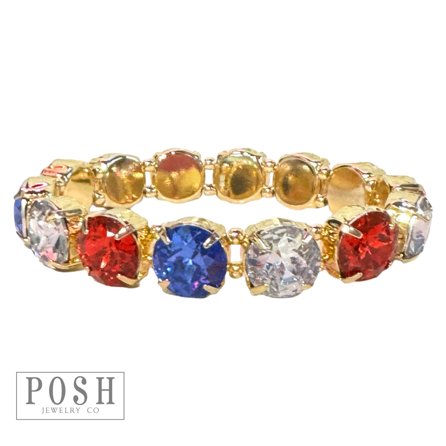Patriotic small round rhinestone bracelet