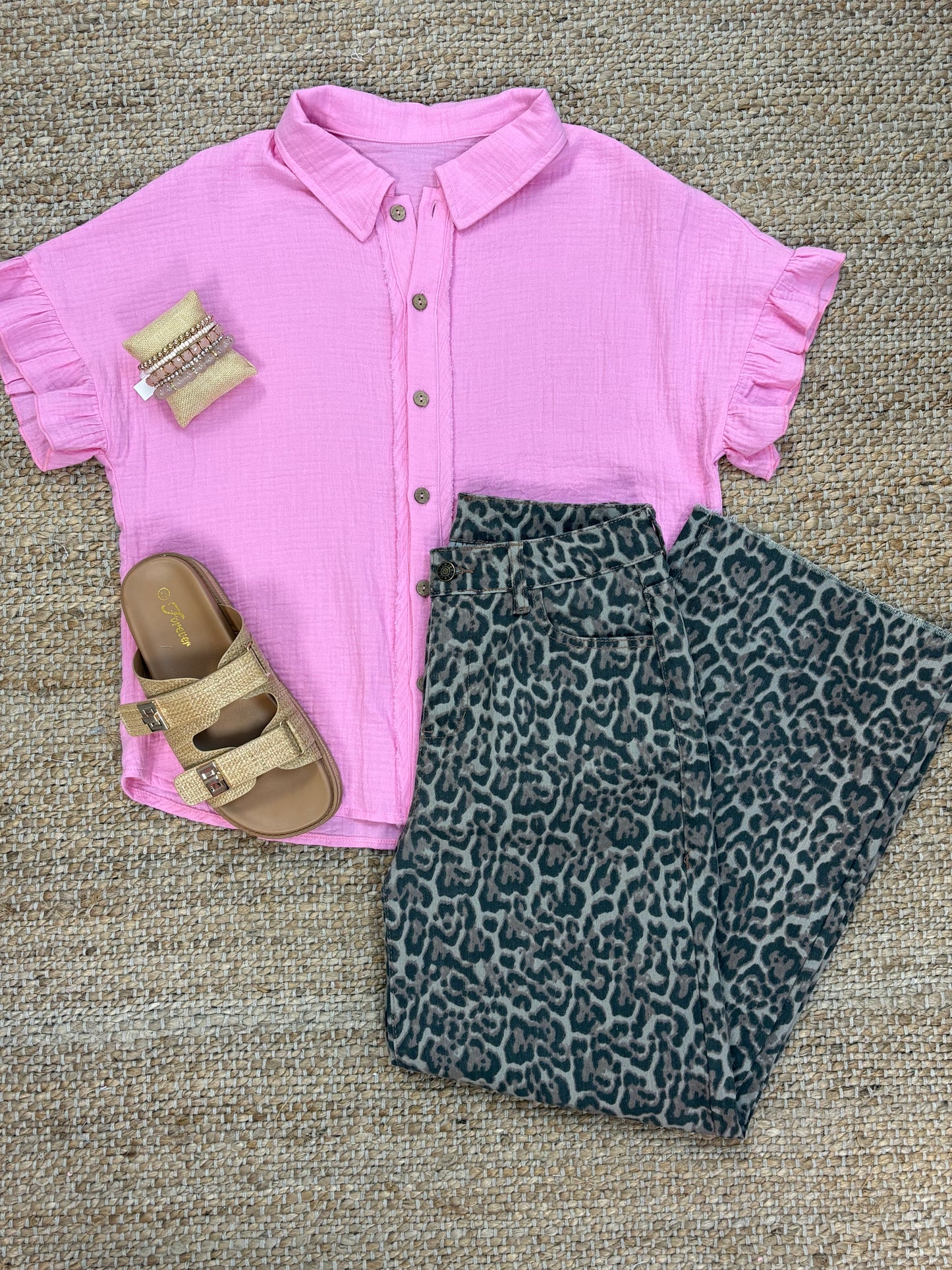 Leopard denim jeans