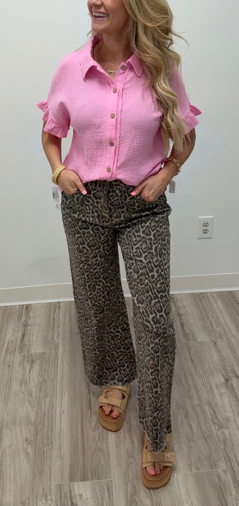 Leopard denim jeans