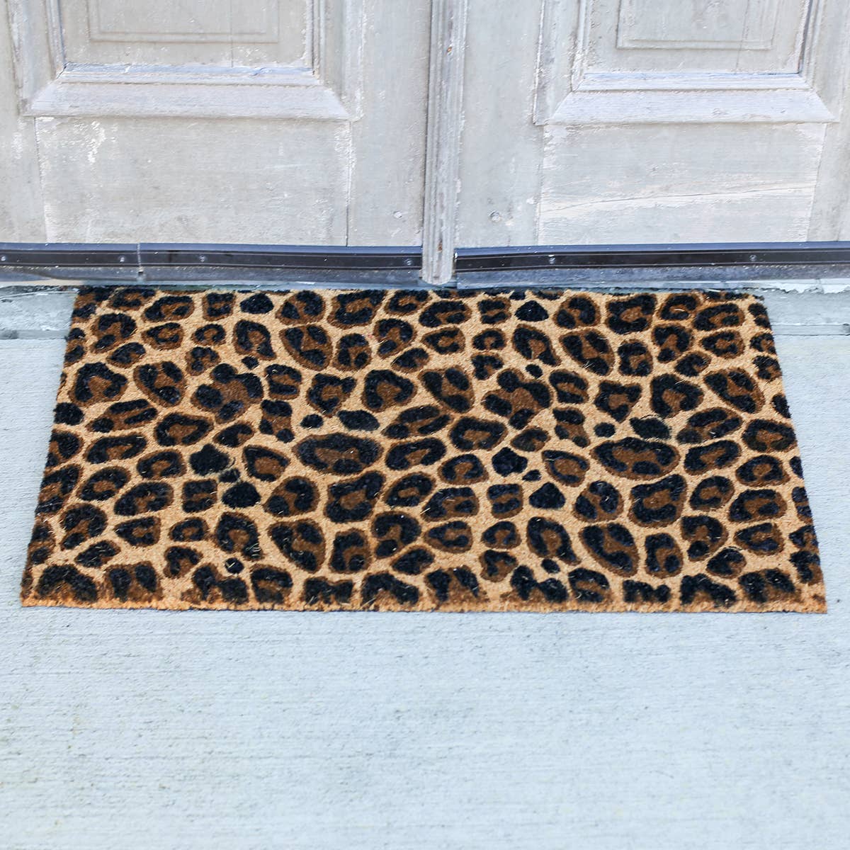Leopard Coir Doormat Black/Brown 30x18