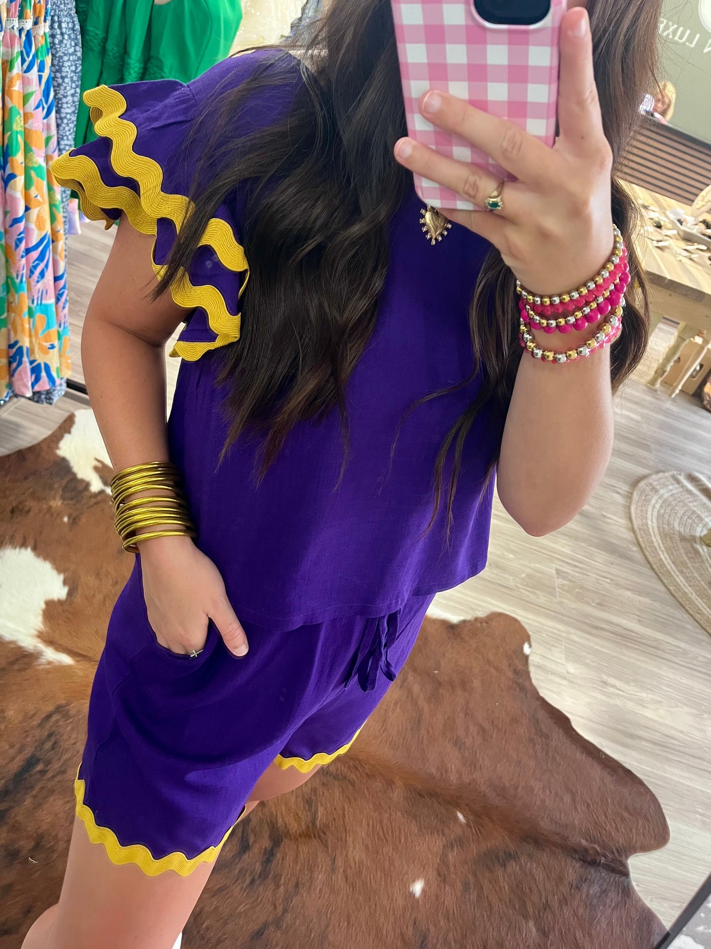 Purple with yellow trim set