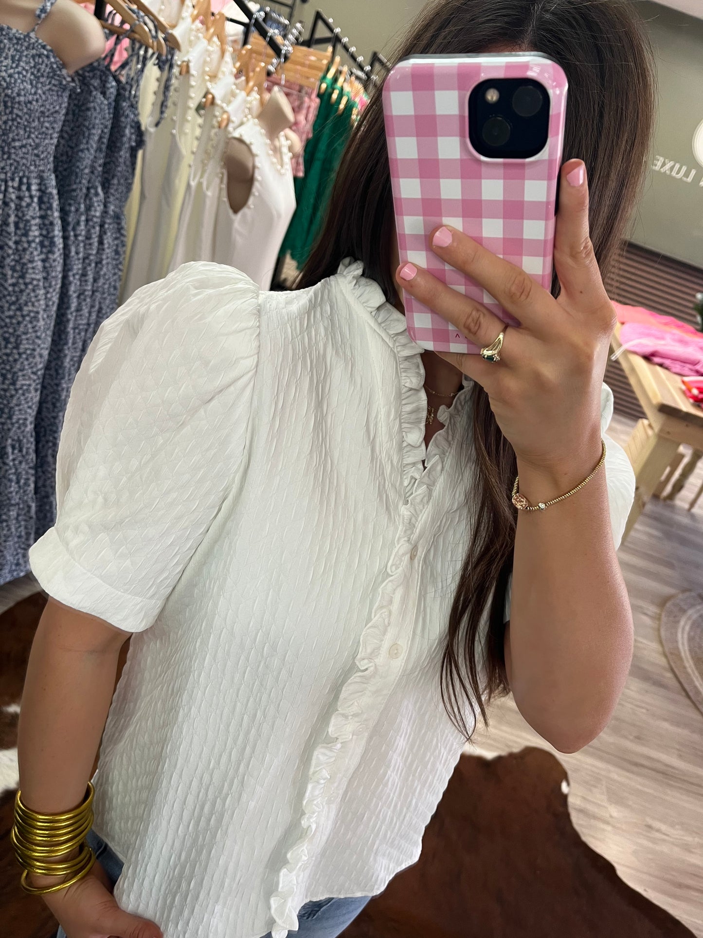 White textured blouse