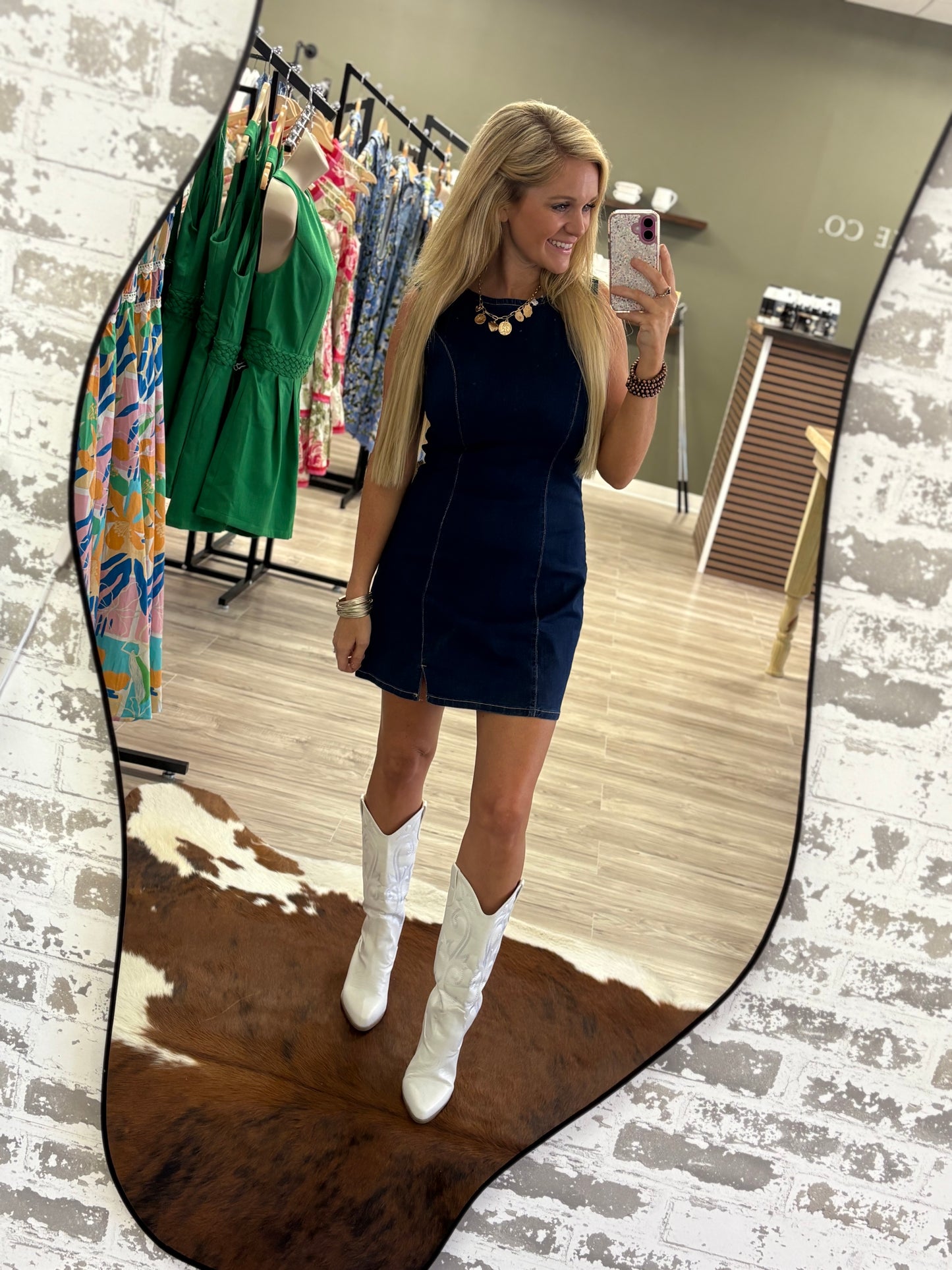 Sleeveless denim dress