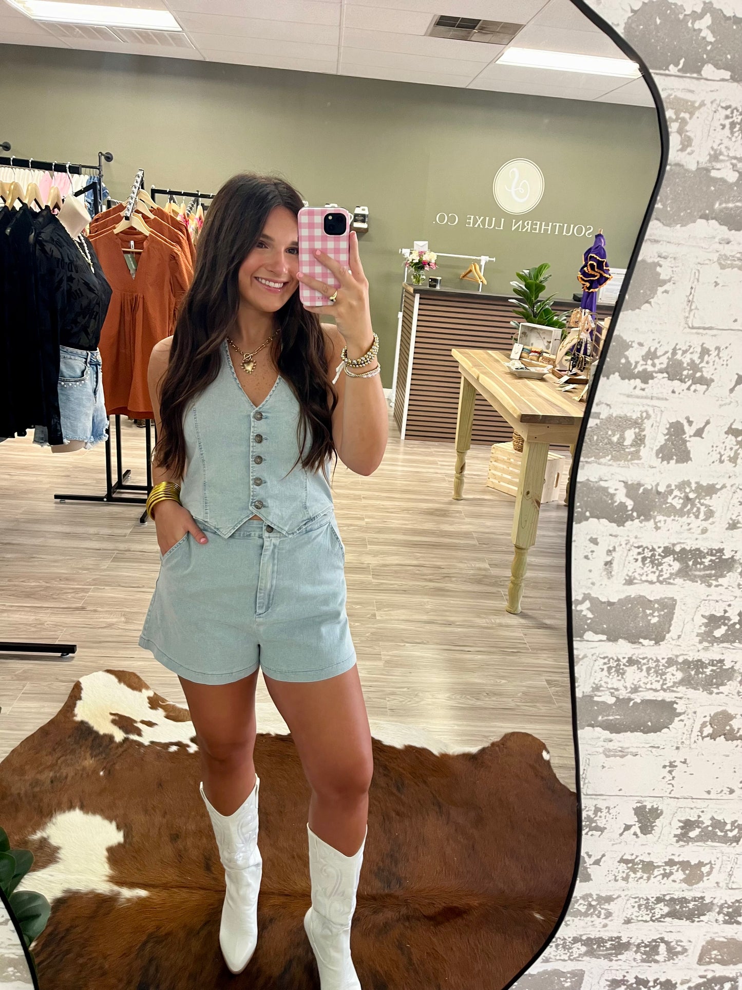 Denim V-neck vest romper