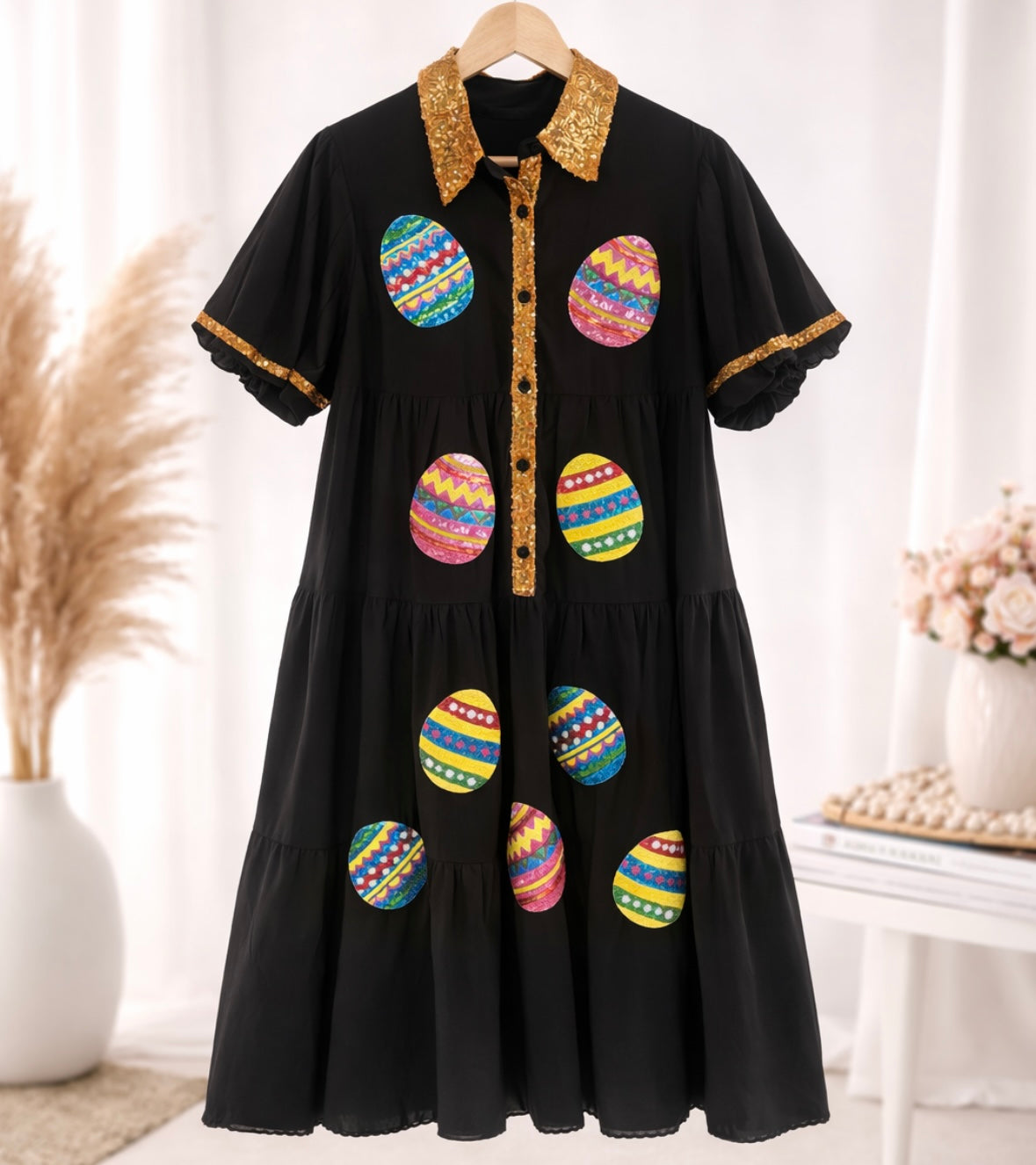 Sequin Colorful Egg patch dress
