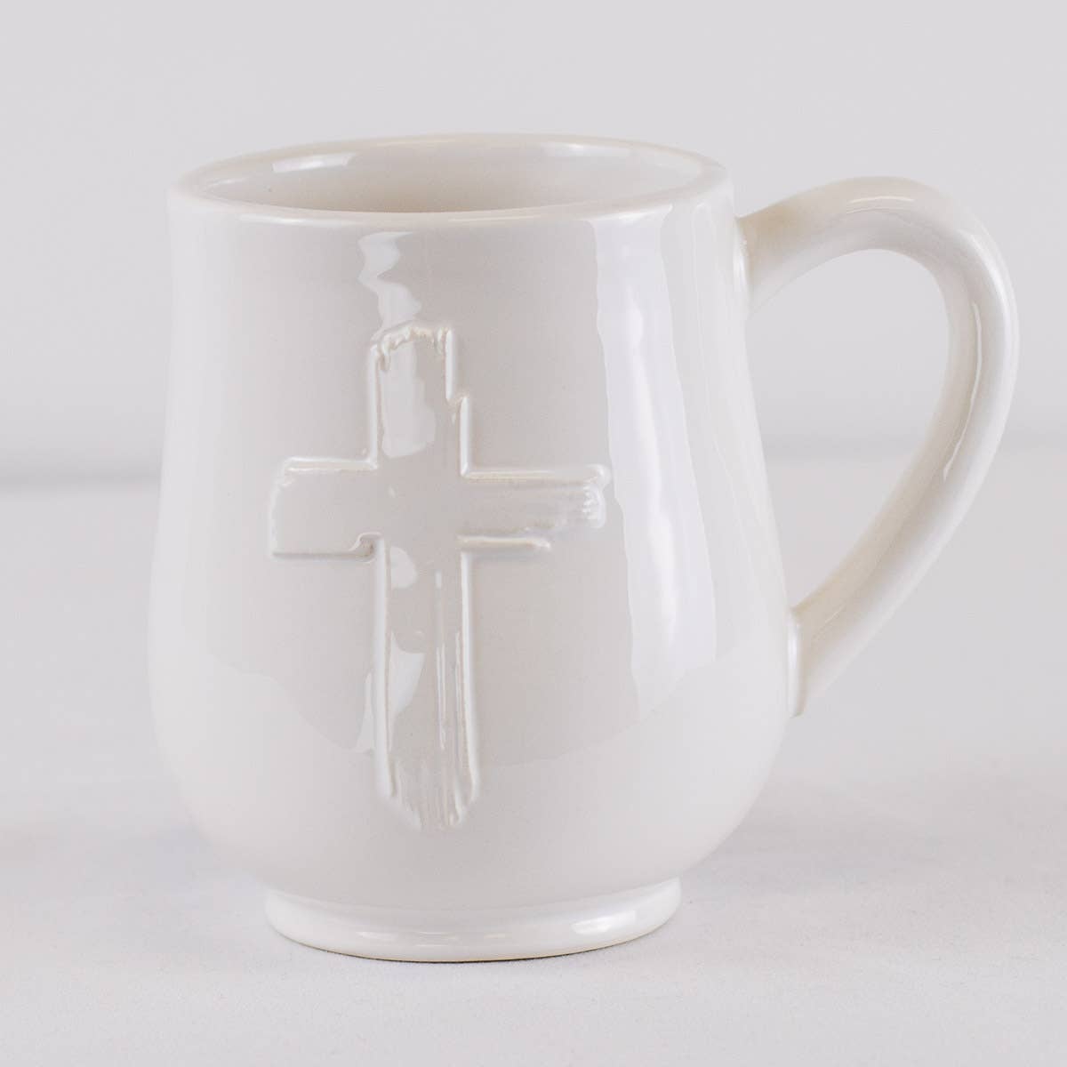 Cross Embossed Coffee Mug White 18oz