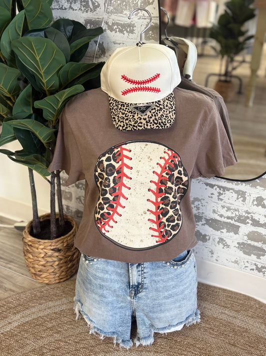 Leopard print baseball Tee