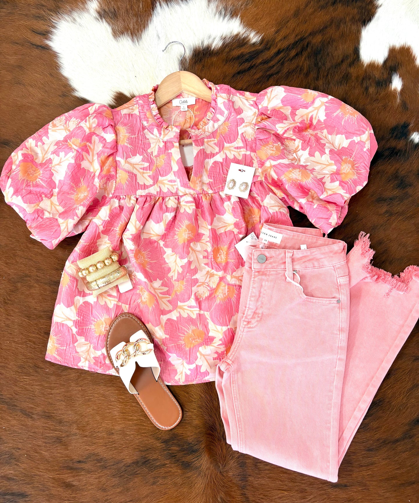 Floral Satin Weave Jacquard Babydoll Top