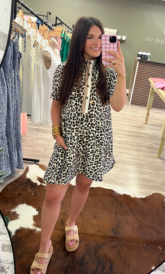 Camel cheetah dress