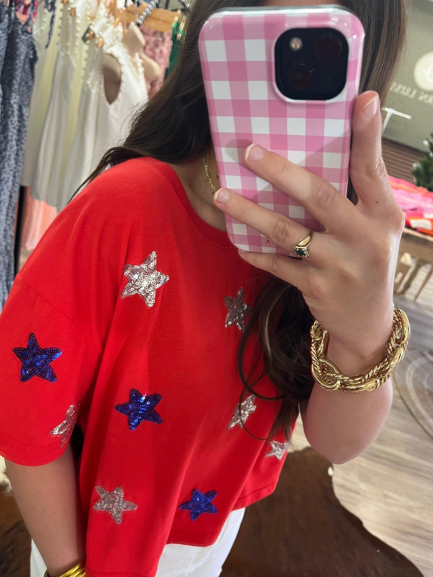 Stars of Summer Sequin Cropped T-Shirt