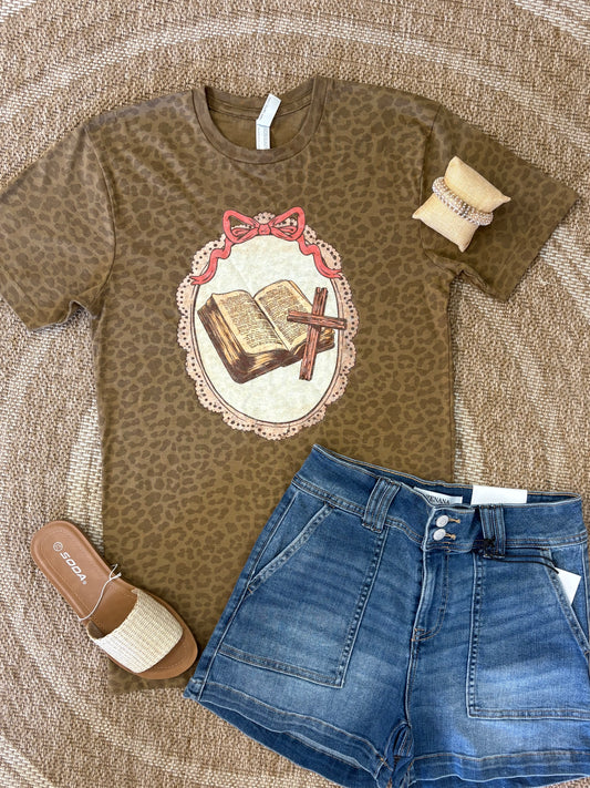 Leopard Bible Cross Tee
