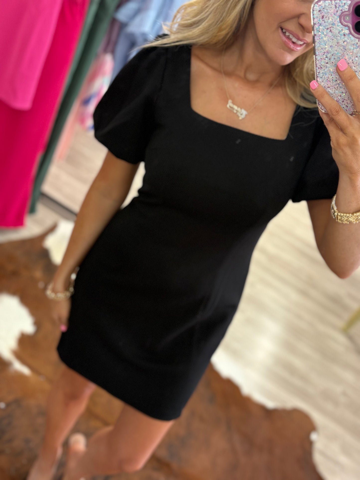 Black puff dress