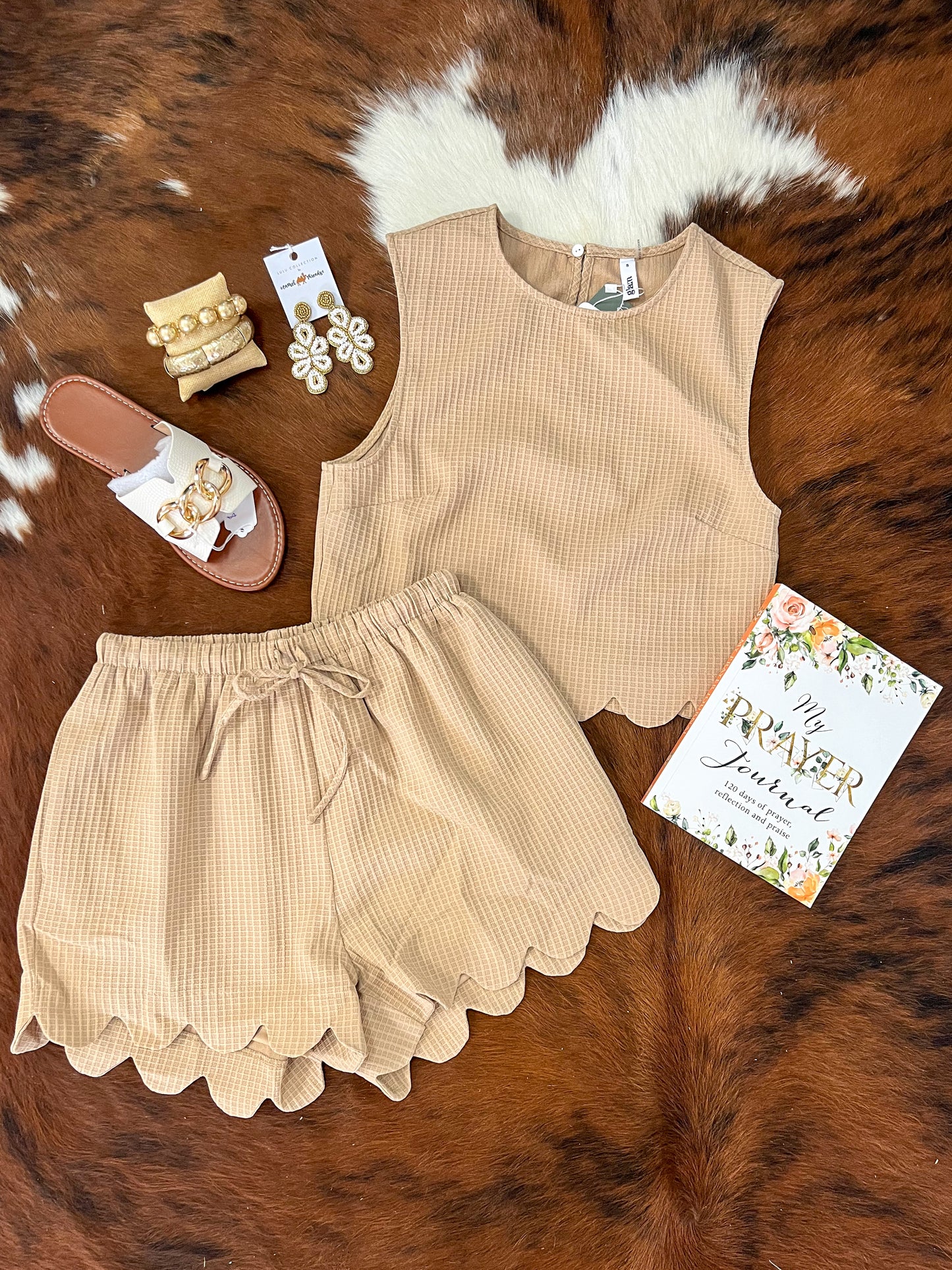 Taupe crop top two piece set