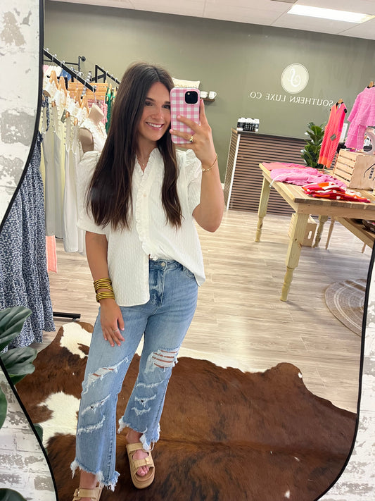 White textured blouse