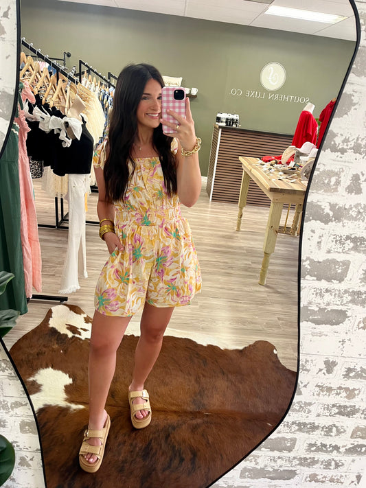 Tropical woven Romper