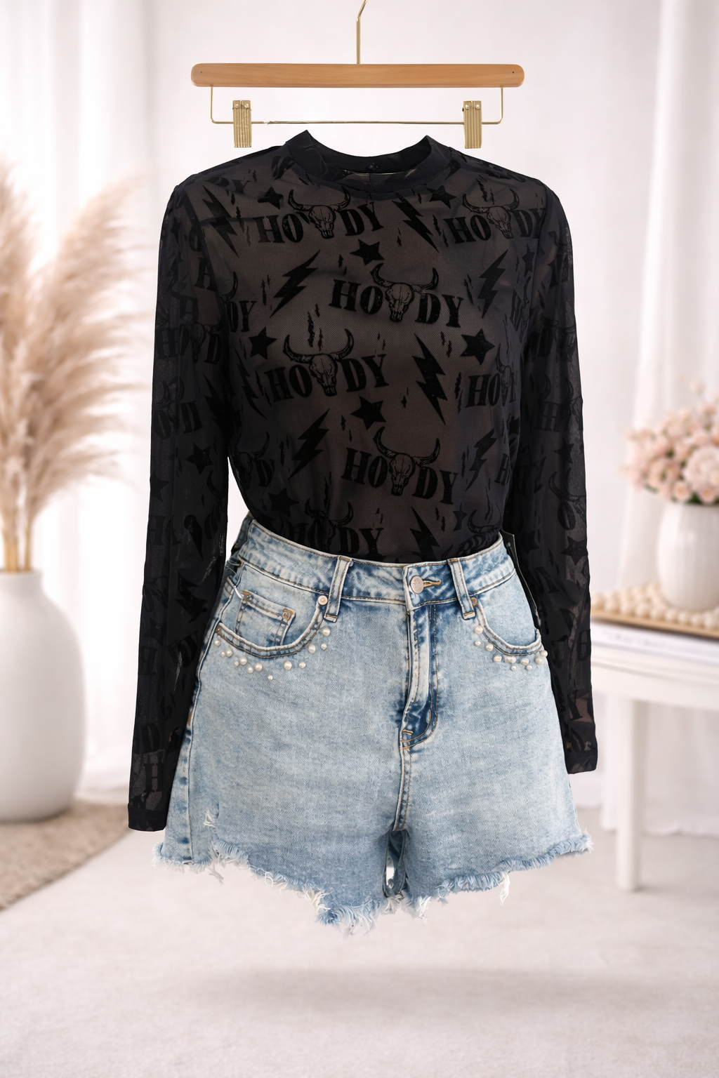 Howdy mesh long sleeve top