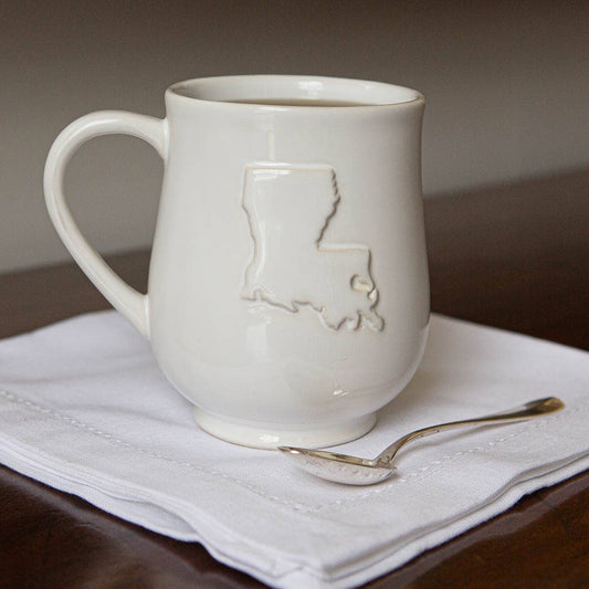 Louisiana Embossed Coffee Mug   White   18oz