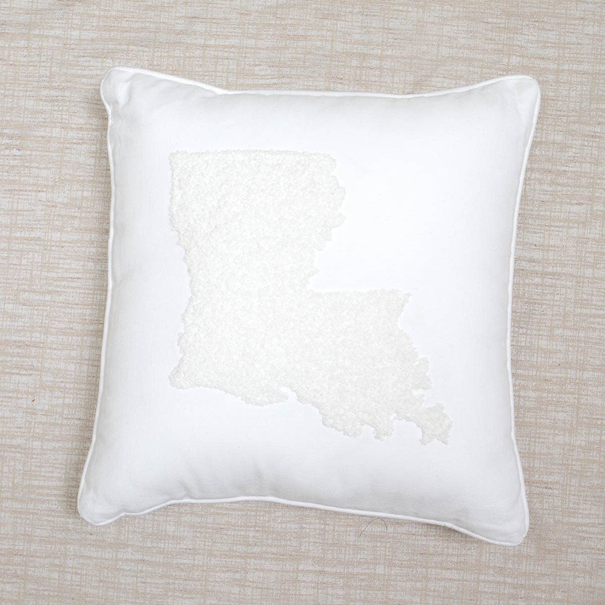 Louisiana Embroidered Pillow   Soft White   16x16