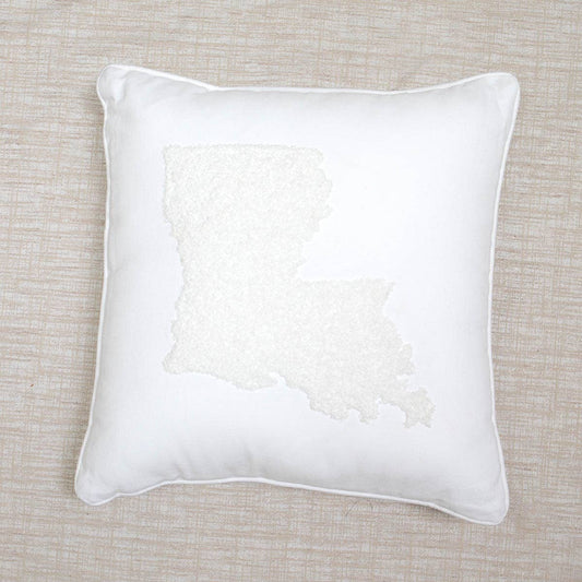 Louisiana Embroidered Pillow   Soft White   16x16