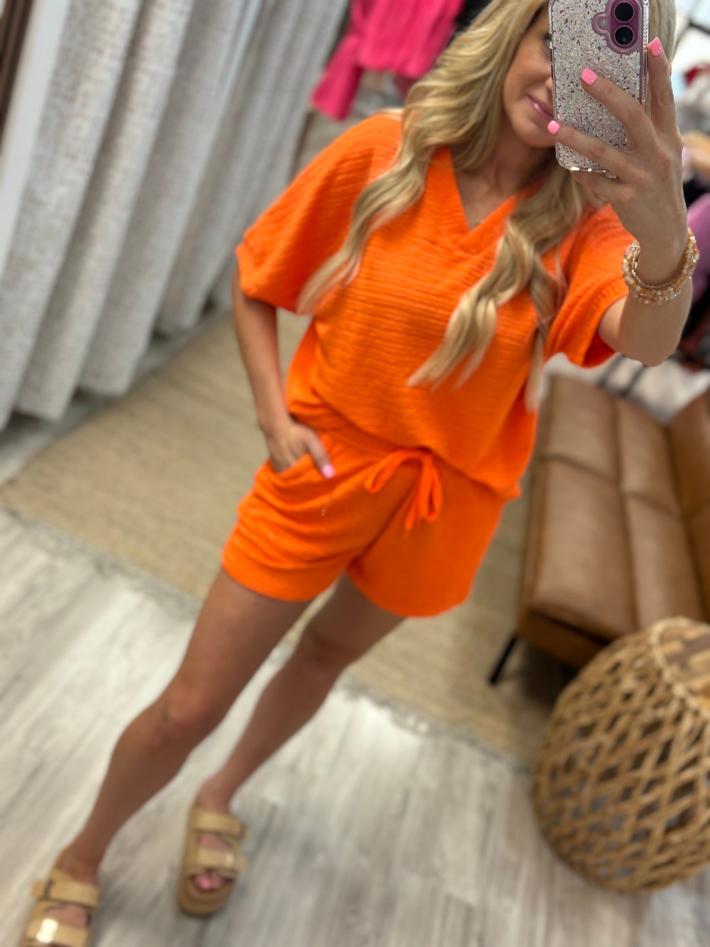Neon orange textured set
