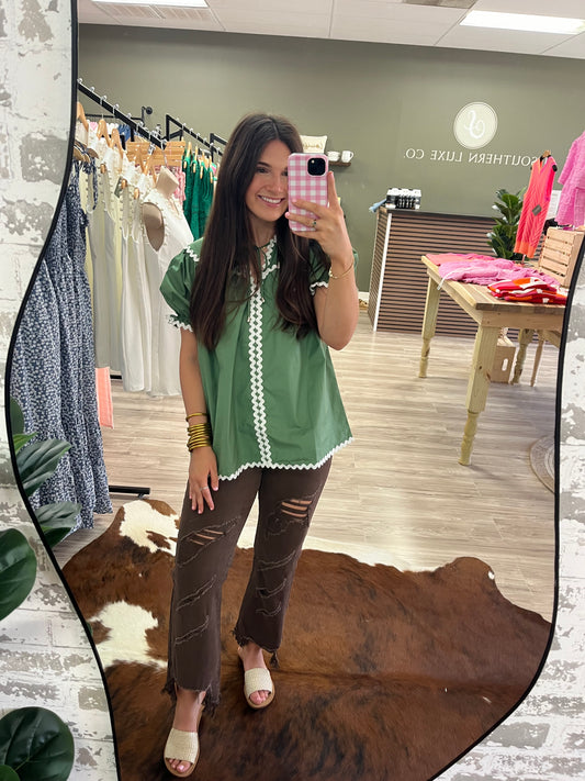 Mist green Ric-rac blouse