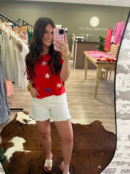 Stars of Summer Sequin Cropped T-Shirt