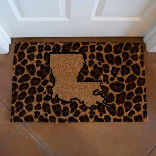 Louisiana Leopard Coir Doormat   Natural/Black   30x18