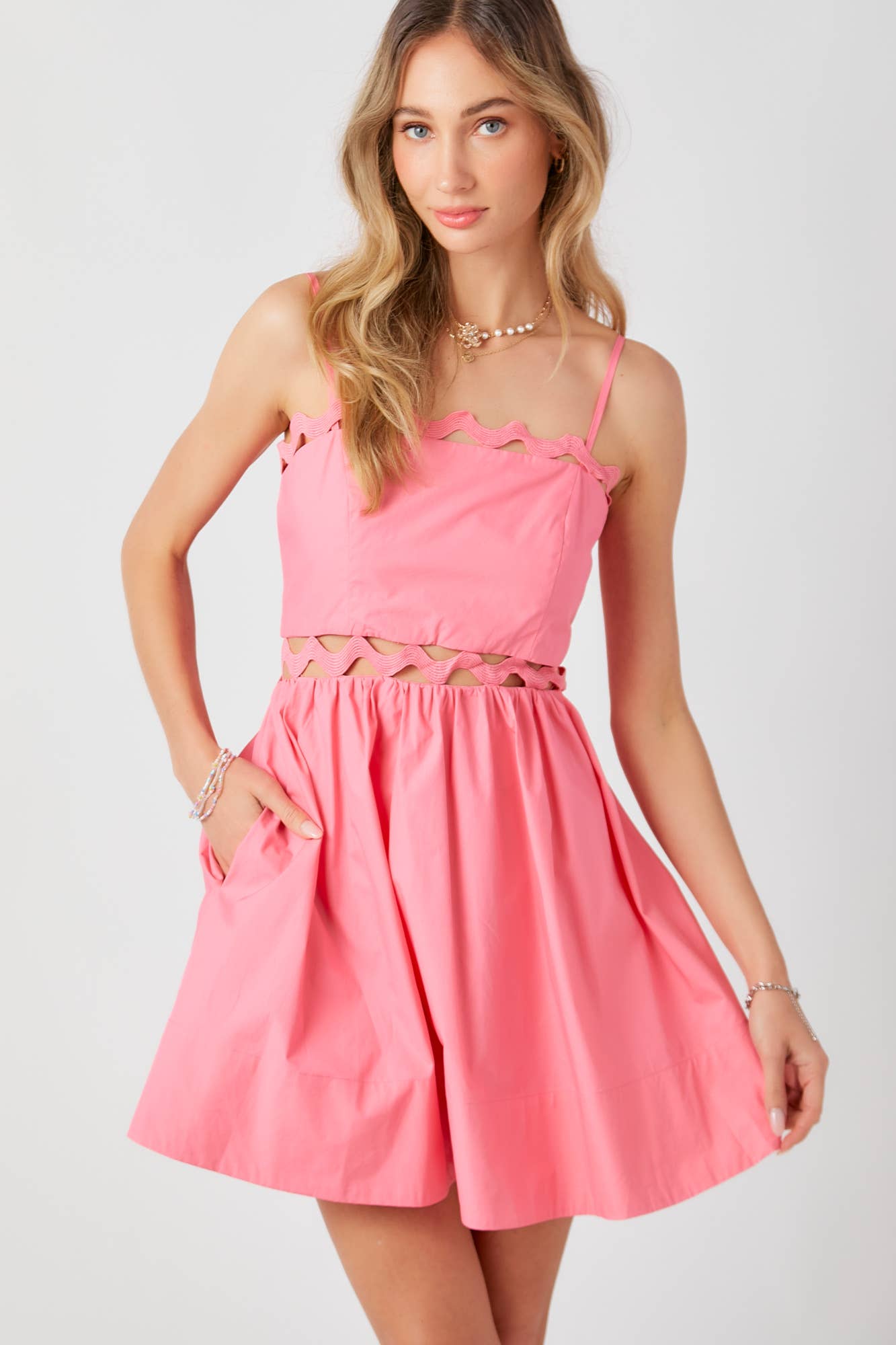 Bandeau Bodice Mini Dress Adjustable Straps