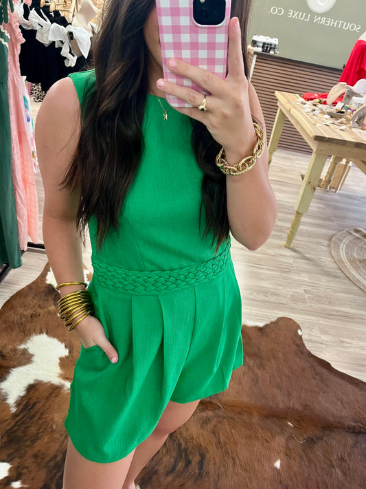 Woven green romper