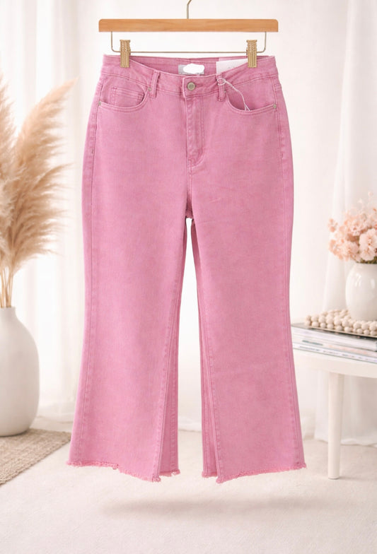 Mauve high waist hem bootcut jeans