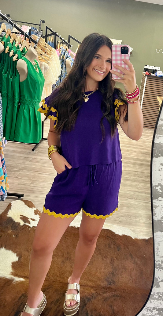Purple with yellow trim set