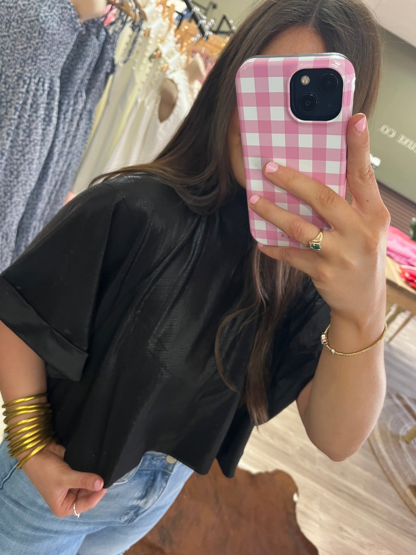 Black crop flowy dress blouse