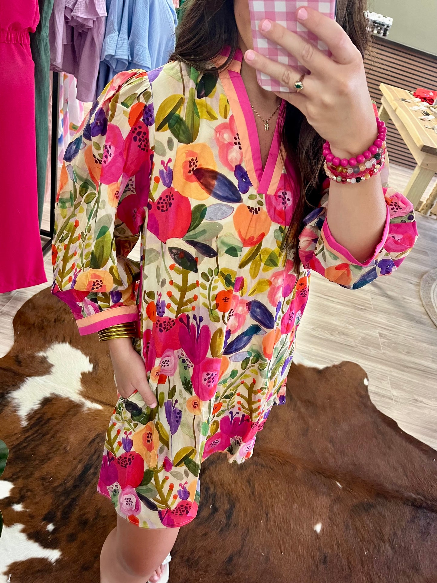 Multi color floral half sleeve dress