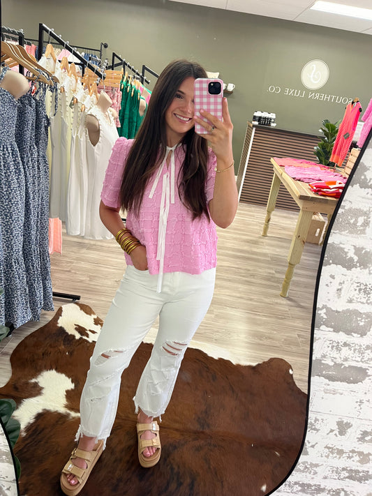 WHITE URBAN DISTRESSED CROP JEAN