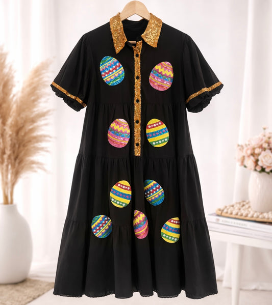 Sequin Colorful Egg patch dress