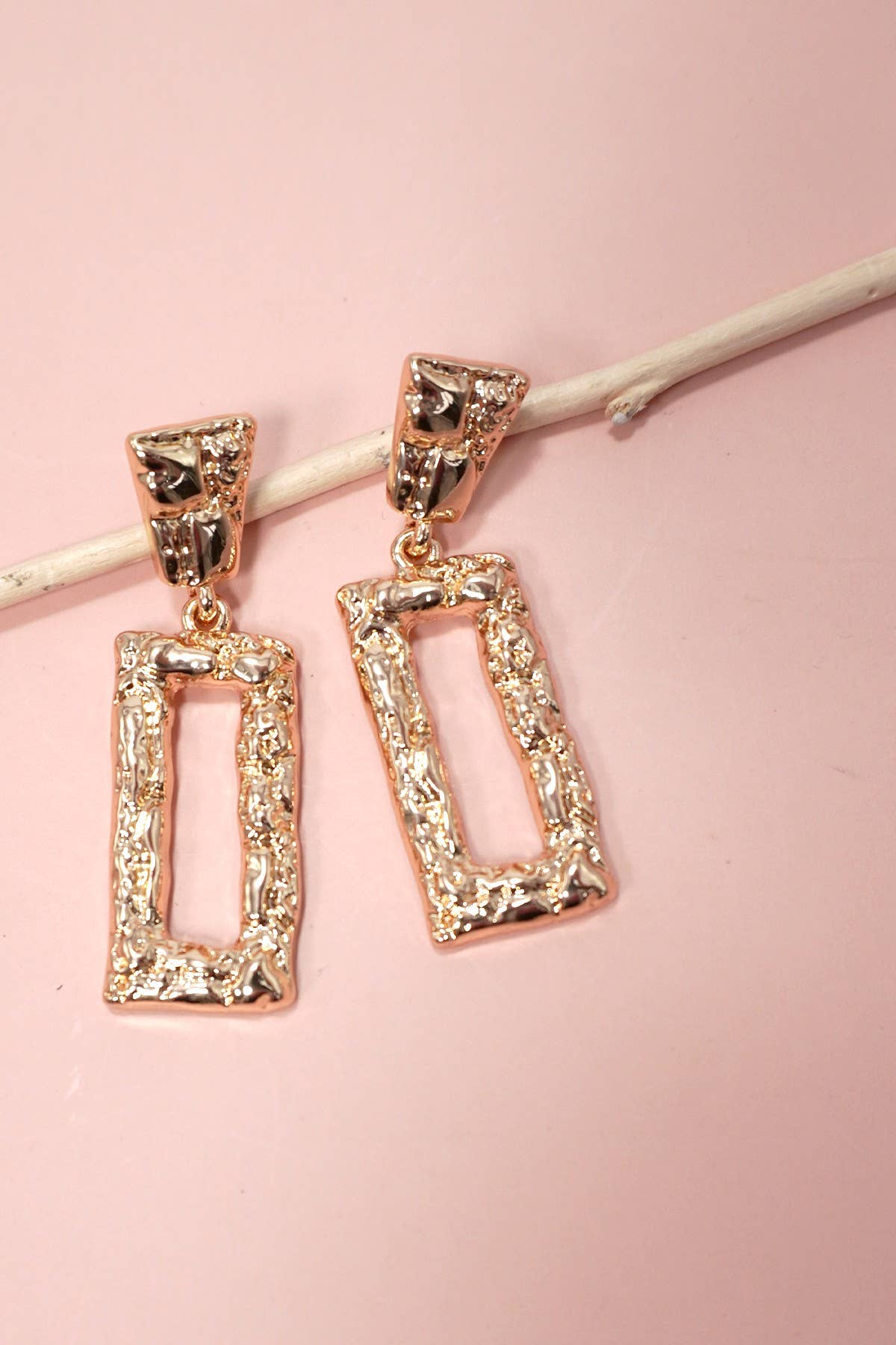 RECTANGLE DROP TITANIUM EARRINGS