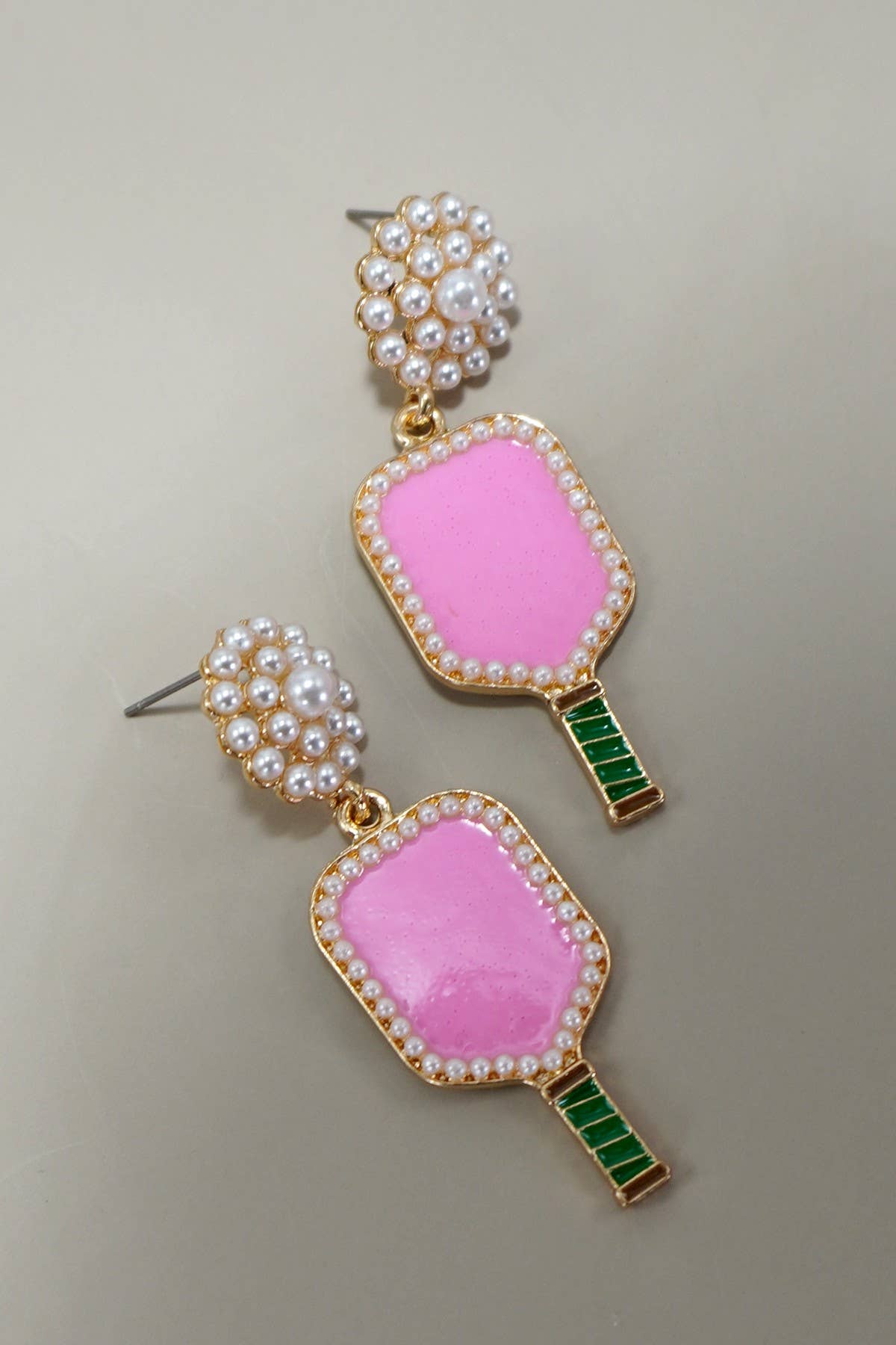 PICKLEBALL PEARL RACKET EARRINGS